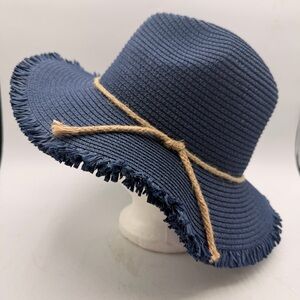 Strand Headwear Blue Frayed Brim Sun Hat – 59 cm
